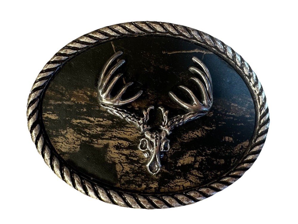 Nocona Mossy Oak/Deer Skull Belt Buckle Fits Belt Size 1.5&Prime; Sz 3.6&Prime;in X 2.5&Prime;in