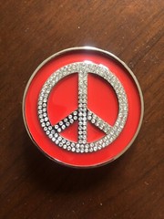 Round Red Peace Sign Love Symbol Hippie Hippy Metal Unisex Men’s Belt Buckle