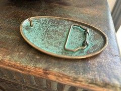 Antique Turquoise Patina Brass Belt Buckle Engraved Western Cowgirl Cowboy Style