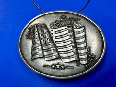 American US Flag Stars Stripes Patriotic Belt Buckle & Can holder by BevBuckle