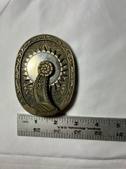 Vintage The Crockett Spinning Spur Belt Buckle Award Design Medals Western Brass