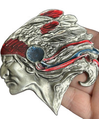Vintage Chief Belt Buckle By The Great American Buckle Company Chicago 3&Prime;x3&Prime;
