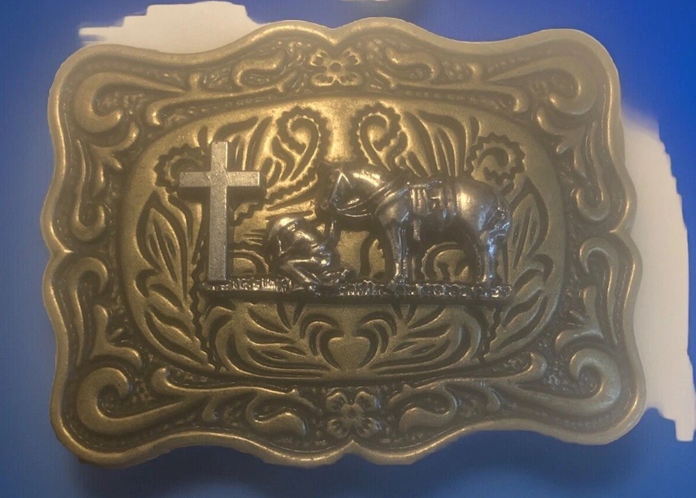 Horse Cross and Prayer Belt Buckle Western Cowboy Belt Buckles for Men & Women