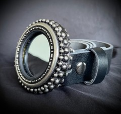 “Tire” Mirror Industrial Round 3” Heavy Belt Buckle OOAK Darren McNeese