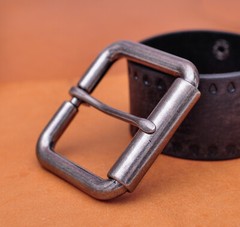 2&Prime; (51mm) Mens Roller Belt Buckle Heel Bar Leather Belt Buckles Antique Silver