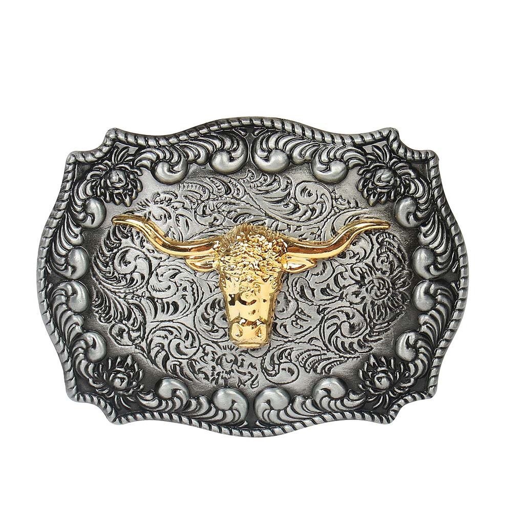 Long Horn Bull Western Belt Buckle Cowboy Belt Buckle for Men