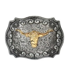 Long Horn Bull Western Belt Buckle Cowboy Belt Buckle for Men