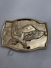 Vintage Solid Brass Flying Eagle Belt Buckle 3.25&Prime; x 2.25&Prime;