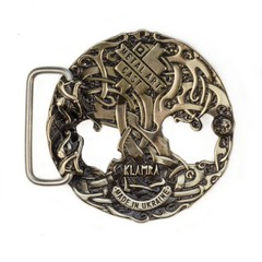 World Tree german silver belt buckle, Scandinavian Nordic Celtic runic Tree