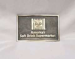 The Pop Shoppe America&rsquo;s Soft Drink Supermarket Belt Buckle Denver CO 1970s