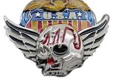 Men Women Silver Metal Belt Buckle Skull Wings Skeleton USA American Eagle Army