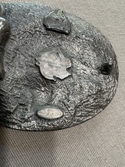 1991 Vintage Pewter Belt Buckle Carpenter Woodwork Saw Blade Pattern