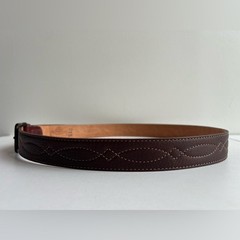 Brown Buffalo Leather Belt Cuero de Búfalo Brass Buckle Size 110 /47.5&Prime; x 1-3/8&Prime;