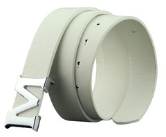 ALAKA Leather Mens Length 110cm * Width 3.3cm (43.3 » * 1.3 »), Antique White