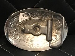 Metallic Oval Rooster Themed Belt Buckle