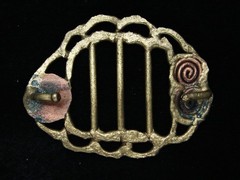 QK11168 *NOS* REALLY COOL **ABSTRACT ARTWORK** SOLID BRASS BELT BUCKLE