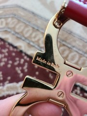 Authentic Ferragamo Red and Black Revversible Belt with Gold Buckle