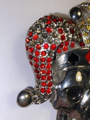 Iced Bling Skull Jester Belt Buckle Rhinestone Encrusted Jester Hat By FL&B.