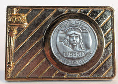 Vtg Belt Buckle Liberty Centennial Coin 1986 Statue of Liberty Leslie Mfg Metal