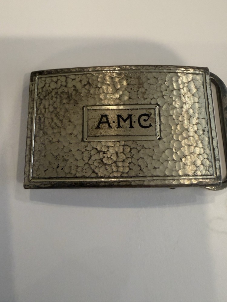 925 Sterling Silver Vintage Hammered Finish Belt Buckle Monogram AMC 17g
