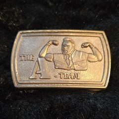 Vintage Tee Tee Inc The A-Team TV Metal Belt Buckle Gold Rectangular Clip 1.5in