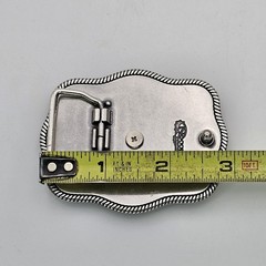 Nocona Western Belt Buckle Bull Rider Rope Edge Rectangular Silver Tone Stars