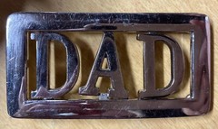 Vintage DAD Silver Metal Belt Buckle Chrome Spellout 1990’s