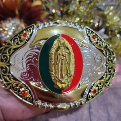 Virgen de Guadalupe Western belt Buckle Gold Silver red Religious Gift Item