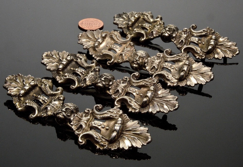 ANTIQUE AUSTRO-HUNGARIAN HERMANN RATZERSDORFER SET OF 4 SILVER CAPE BUCKLES