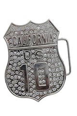 Men Silver Metal Motorcycle Fashion Belt Buckle California State US 10 Freeway