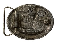 1988 C&J Vintage Electrician Pewter Enamel Belt Buckle 1054 Made USA 3.25×2.5”