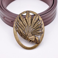 Retro Bronze Cowboy Indian Chief Head Western Indian Metal Fashion Belt Buckle