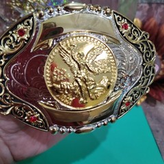 Centenario Western belt Buckle Gold Silver red Faux Mexican Peso Gift Item