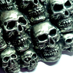 Multi Skull Belt Buckle UK Pewter Large Buckle Biker Punk 20 Skulls Buckle Only