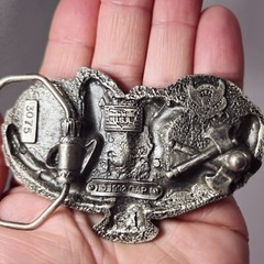 Vintage GAP 1992 Silver Tone Native Chief Riding Horse With Eagle Belt Buckle