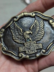 vintage 1960s 70s belt buckle HARLEY DAVIDSON motorcycle BRASS bronze EAGLE