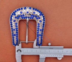 Western Rhinestone Belt Buckle 3pcs Set for Replacement or Leather Craft 1-1/2&Prime;