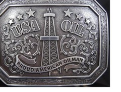 NOCONA « PROUD AMERICAN OILMAN » BELT BUCKLE USA OIL 37982