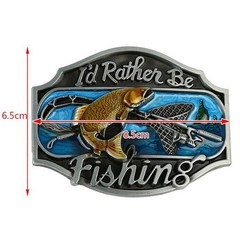 Novelty Enamel Fishing Belt Buckle Western Cowboy Buckle Metal Vintage Mens