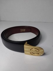 47in Men Reversable Italian Leather Belt, Burgandy/brown &Black. Gold Buckle.