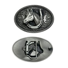 Secure Locking Horse Head Design Belt Buckle Metal Practical Travel Buckle