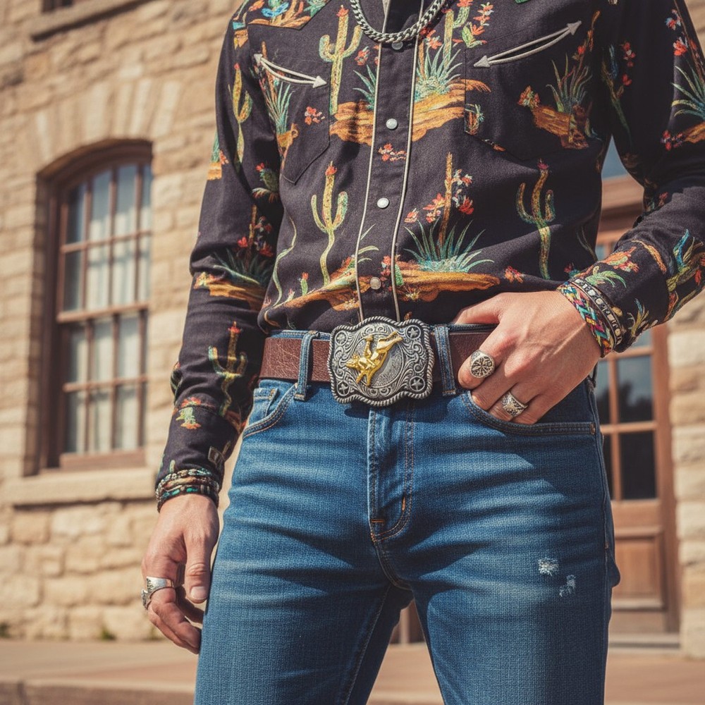 Men Women Belt Buckle Silver Metal Western 3D Rodeo Gold Bull Rider Cowboy Look