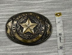 vintage STATE OF TEXAS belt buckle TONY LAMA lone star WESTERN Rodeo BRASS