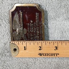 Indiana Metal Craft Belt Buckle Mens OS Burgundy Eagle 1970s Brass Gun Rights