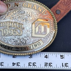 Gist Sterling Silver Overlay 1995 Gold N Grand Champion Belt Buckle & Size 32