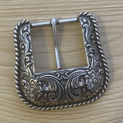 Wrangler Men’s Western Belt Buckle Silver Floral Engraved Antique Finish 1.5&Prime;