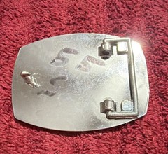 Belt Buckle with Embedded Lincoln One Cent Pennies, Silver Tone Plate Buckle