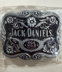 Jack Daniels Old No. 7 Whiskey Black Enamel & Silver Paisley Belt Buckle