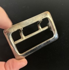 Vintage Solid Brass Chrome Plated 2.25” Double Prong Duty Belt Buckle USA #1