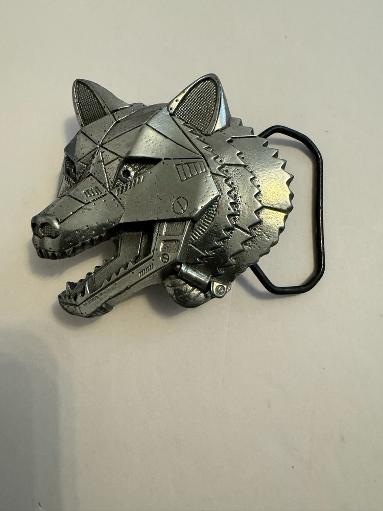 Wolf Head Belt Buckle With Scary Teeth, Futuristic, 1996, Gap Robotic, Steampunk